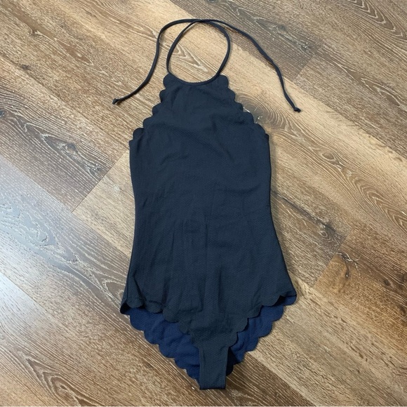 Marysia womens black scalloped mott maillot halter one piece swimsuit Small - Picture 2 of 10